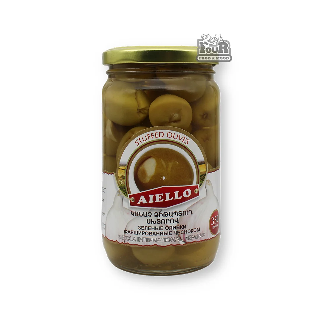 Green olives "AIELLO" stuffed with garlic 350g